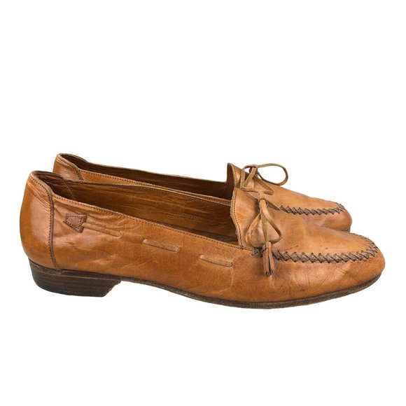 Cole Haan Other - Cole Haan Men's Size 10.5 Brown Closed Moc Toe Tie Detail Slip On Loafers Shoes